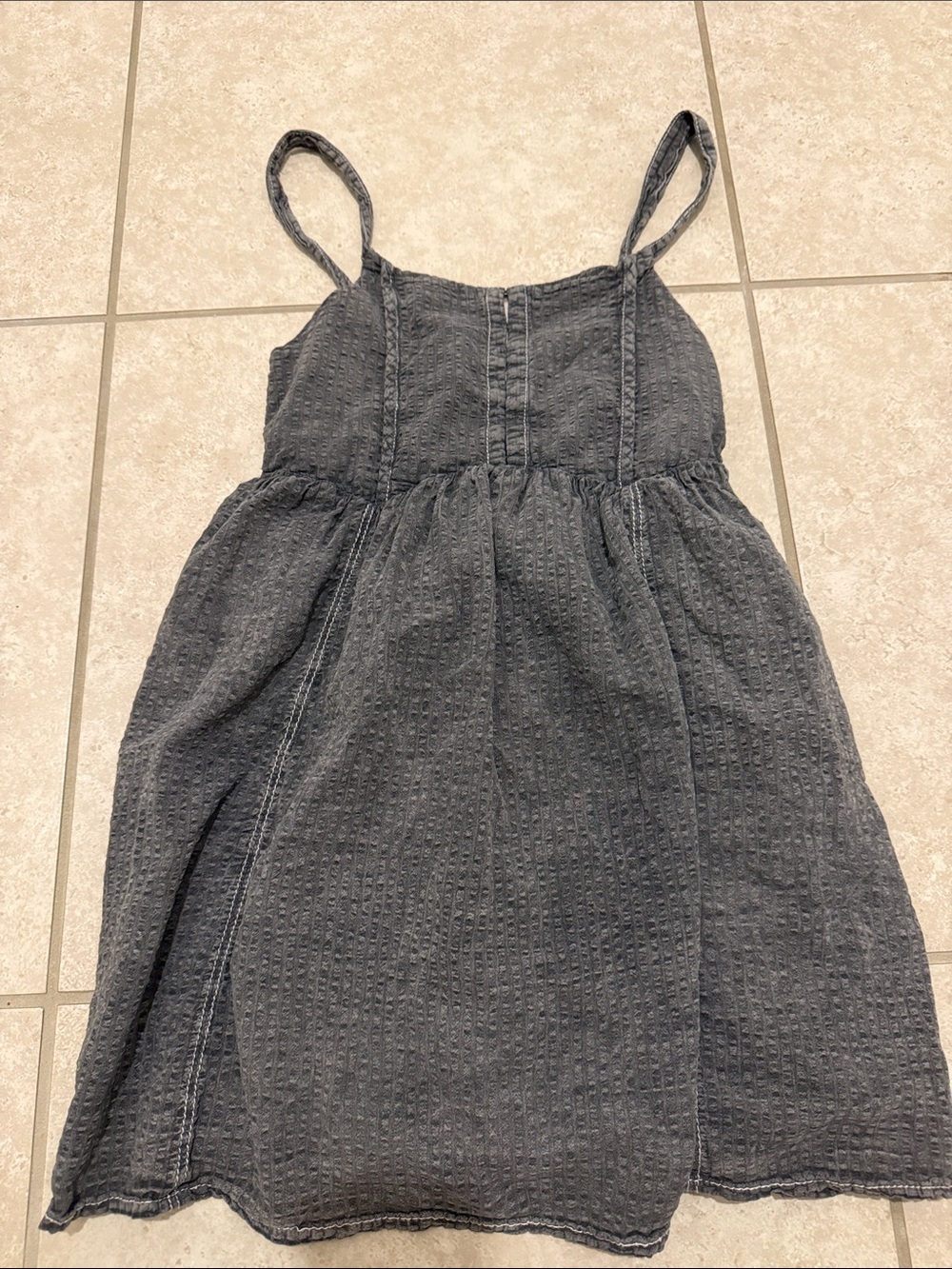 Zara Girls' Charcoal Grey Textured Spaghetti-Strap Dress